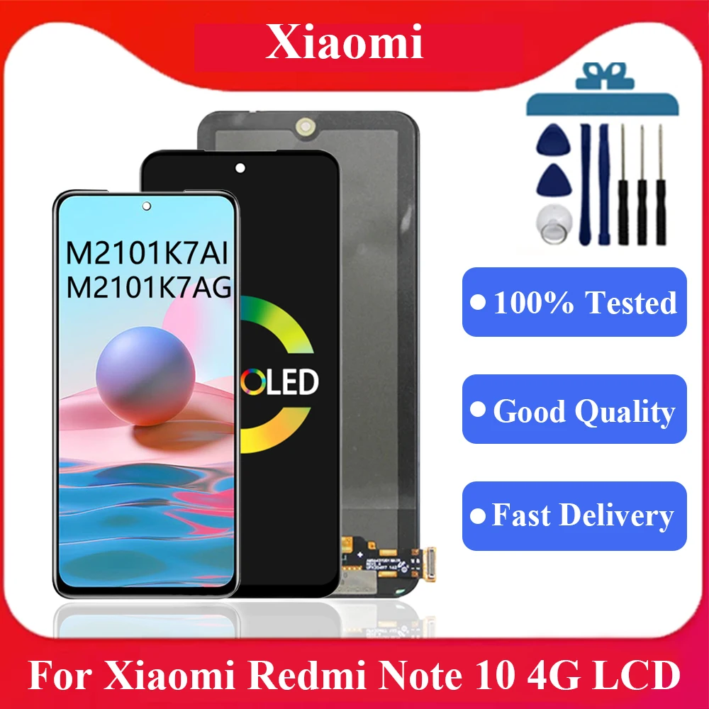 

ЖК-дисплей OLED для Xiaomi Redmi Note 10 M2101K7AI M2101K7AG, дигитайзер в сборе, сенсорный экран для Redmi Note 10 LCD