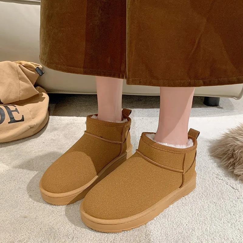 Suede Flats Ankle Women Snow Boots Warm Comfort 2025 Winter Casual Shoes New Trend Hot Sale Walking Non-slip Chaussures Femme