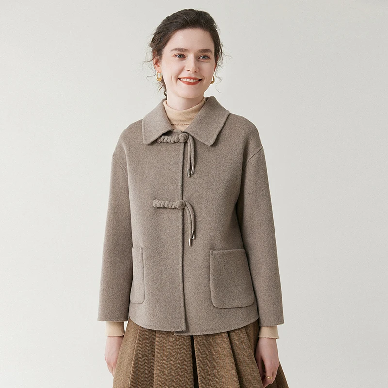 New Autumn And Winter Double-Sided 100% Wool Coat With Button Closure Short Style For Petite Women Woolen Coat For Mothers