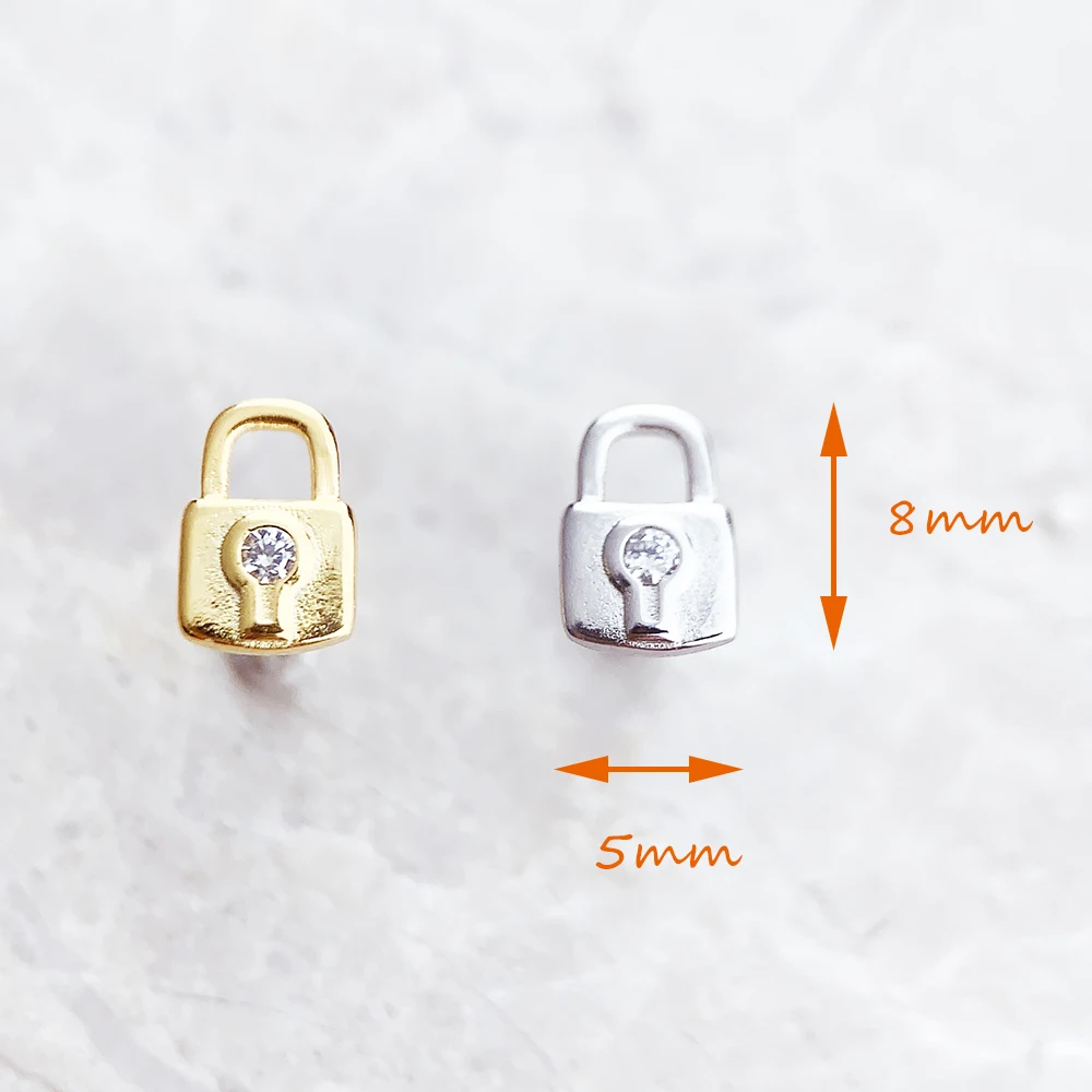 Ear Stud Lock,Europe Style Fine Jewerly For Women Handcrafted Trendy Gift In 925 Sterling Silver