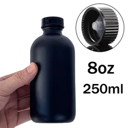 8oz 250ml Fblack Black Dram Glass Bottle with Screw Cone Caps with Cone liner Drum cap polycone caps