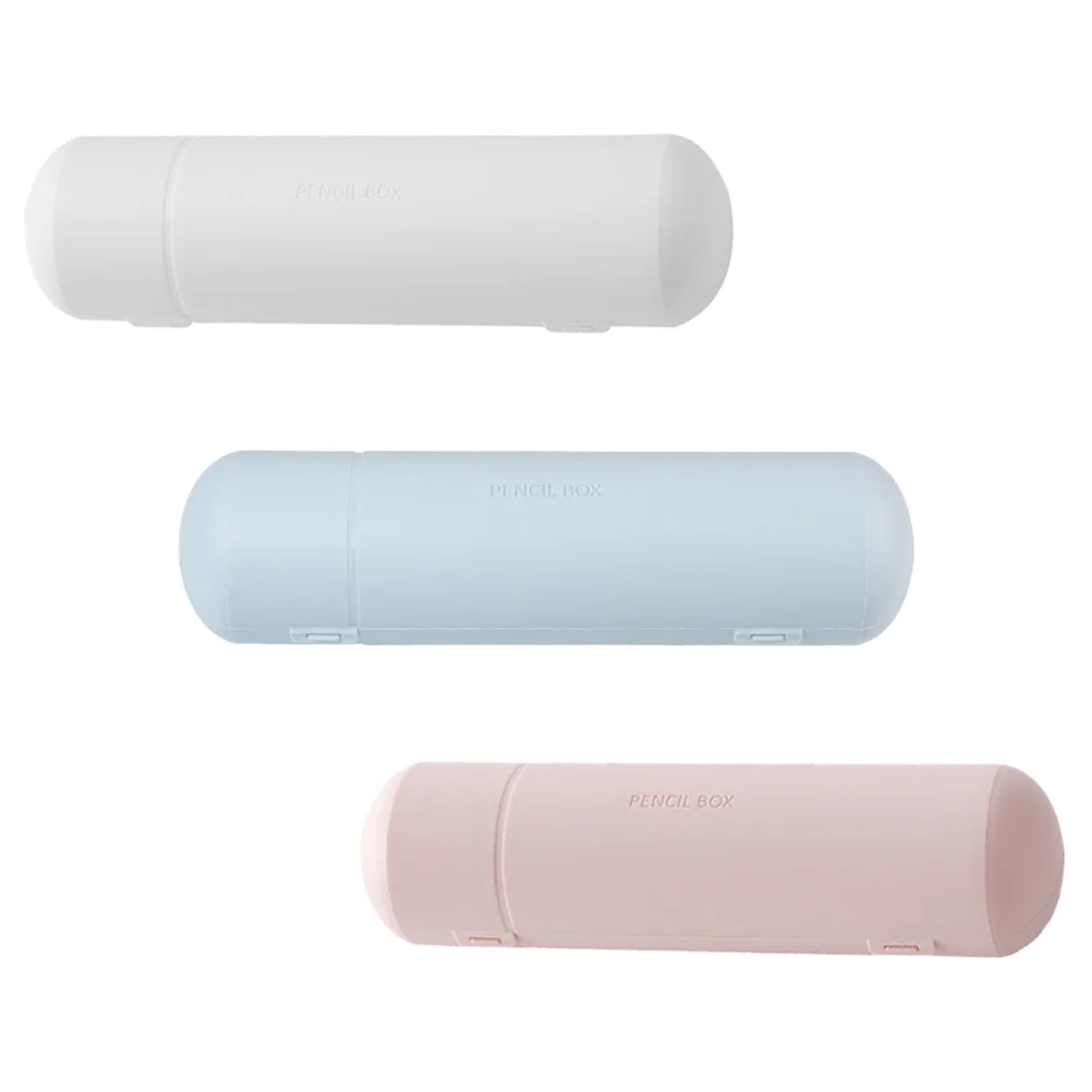 

3 Pcs Plastic Pencil Cases Stationery Storage Office Simple Design Material Multi functional Containers Pen