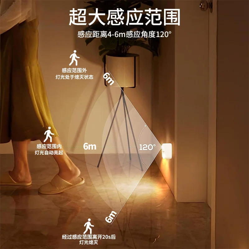 Human body induction small LED night light hallway induction light closet induction Imitation wood art light