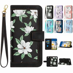 Luksusowe etui na kwiaty dla Apple iPhone 15 14 13 12 11 Pro 7 8 Plus SE 2020 X XS Max automaty na karty Lady Girl Flip Protect etui D04H