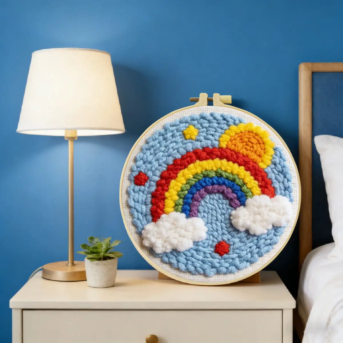 20X20CM/7,87 Zoll Regenbogen-Sticknadel-Set, Stickerei-Kit, Strickstickerei, DIY, Handgemachtes Geschenk, Heimdekoration – Detail 2