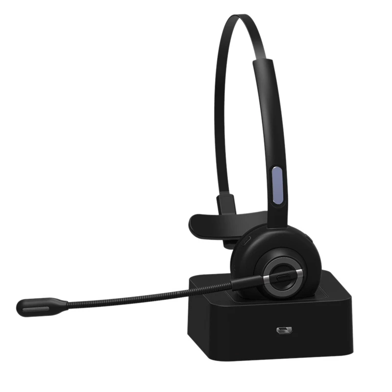 M97 Mono Trucker Bluetooth Wireless Headset With Microphone & Charging Station Truck Driver Call Center Office Business Headset