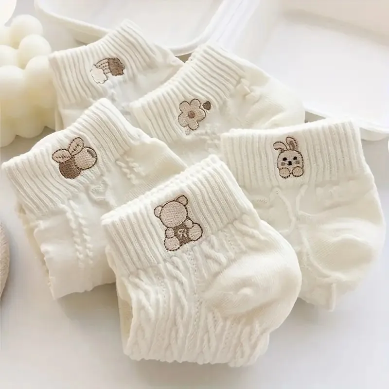 5/10/20/30 Paar Damen-Socken mit Cartoon-Motiv, kurz, aus Strick, für Frühling und Sommer, schweißabsorbierend, atmungsaktiv, weich, bequem, für den Alltag. – Detail 3