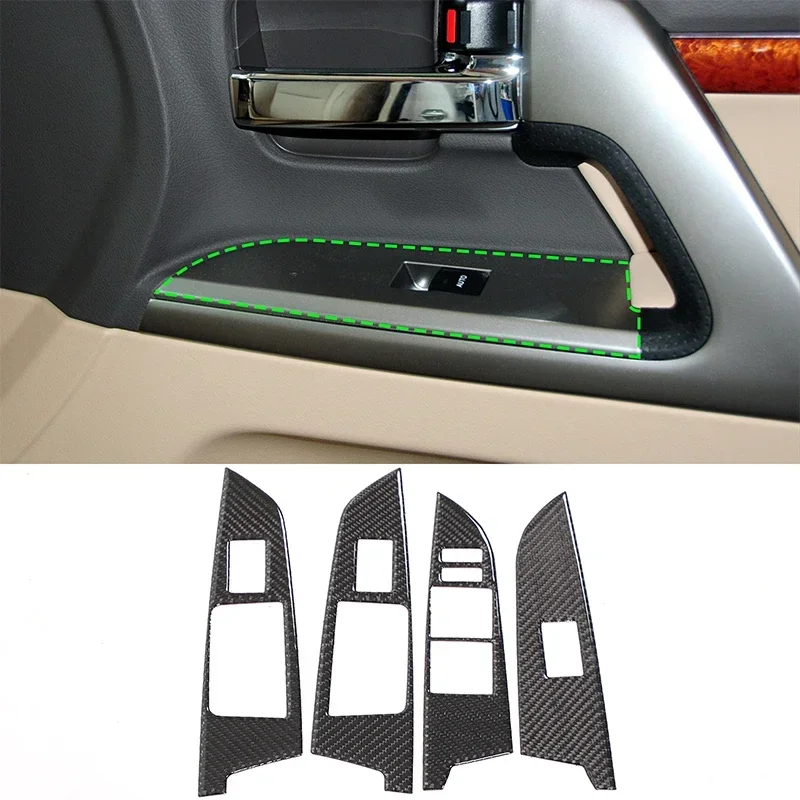 

For Toyota Land Cruiser 2005-2012 Soft Carbon Fiber Car Glass Lifting Button Frame Cover Trim Interior Car Accessories