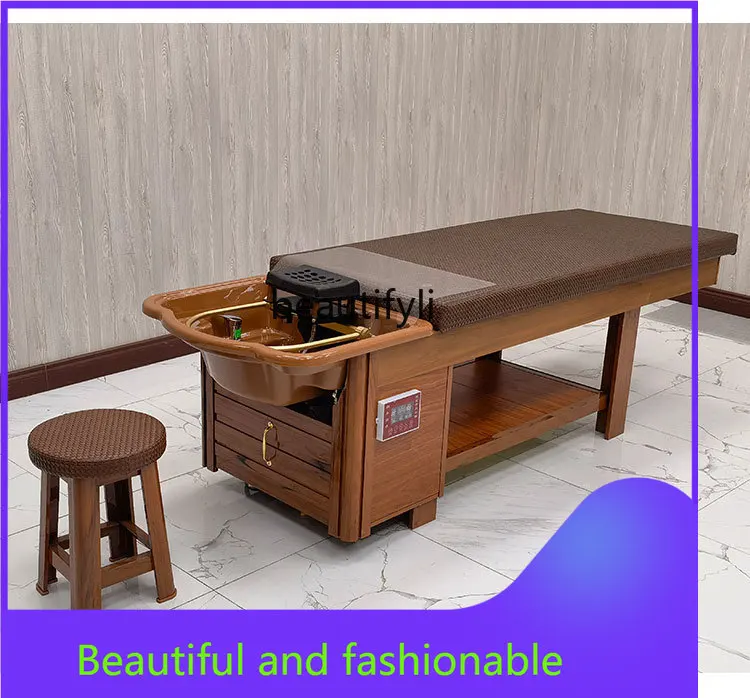 

zG Shampoo Chair Water Circulation Head Therapy Lying Completely Beauty Salon Fumigation Massage Therapy Bed