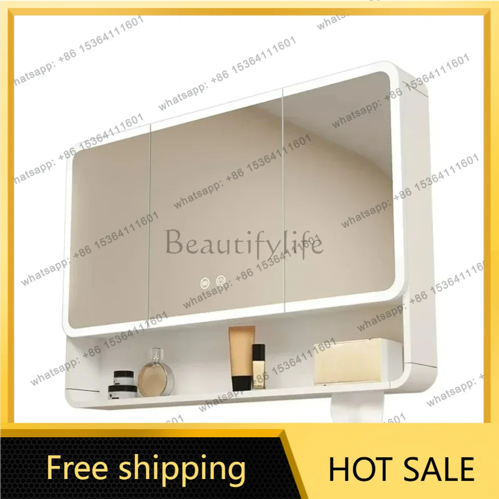 Best Sellers Best Sellers LED Bathroom Mirror Cabinet Anti Fog Wall Mounted Storage Mirror Carbon Fiber Rounded Corner Makeup Mi