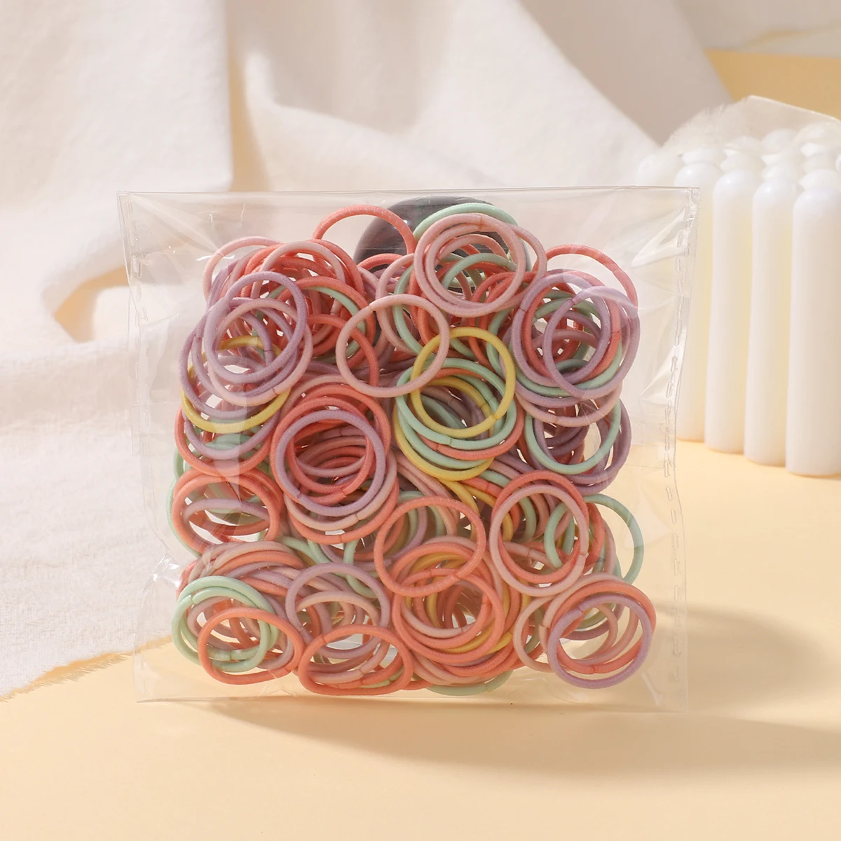 100 Pcs Hair Ties Gum Colorful Nylon Rubber Band Rope Doll Hair Accessories for Baby Girls Black Elastic Hair Bands 2cm Gift