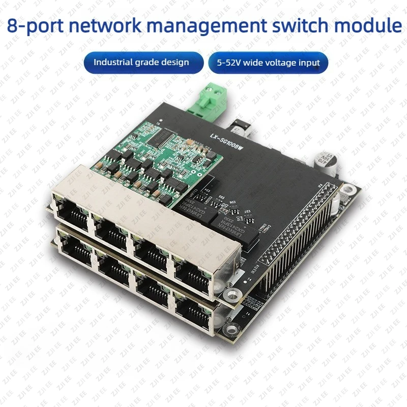 LX-SG1008W 8-port Managed Switch Module Motherboard, Industrial Grade High and Low Temperature Support VLAN Spanning Tree