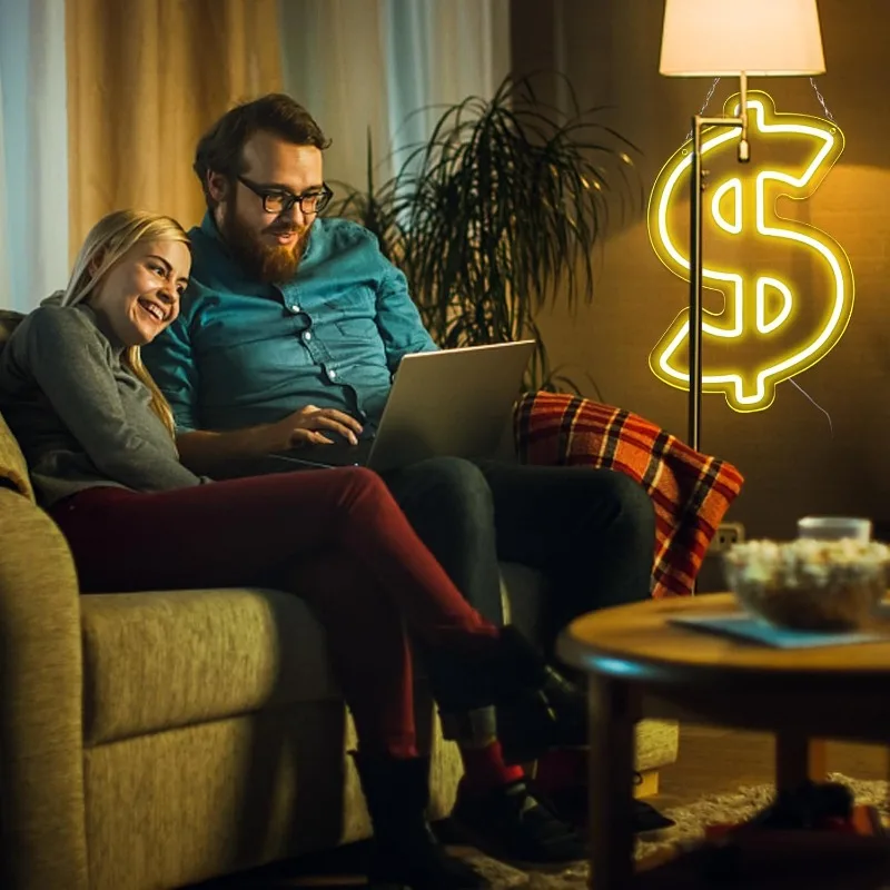 الدولار النيون لتزيين الحائط المال USB بالطاقة أضواء النيون لغرفة النوم Led علامات الأعمال للرجل الكهف بار حانة مطعم #4