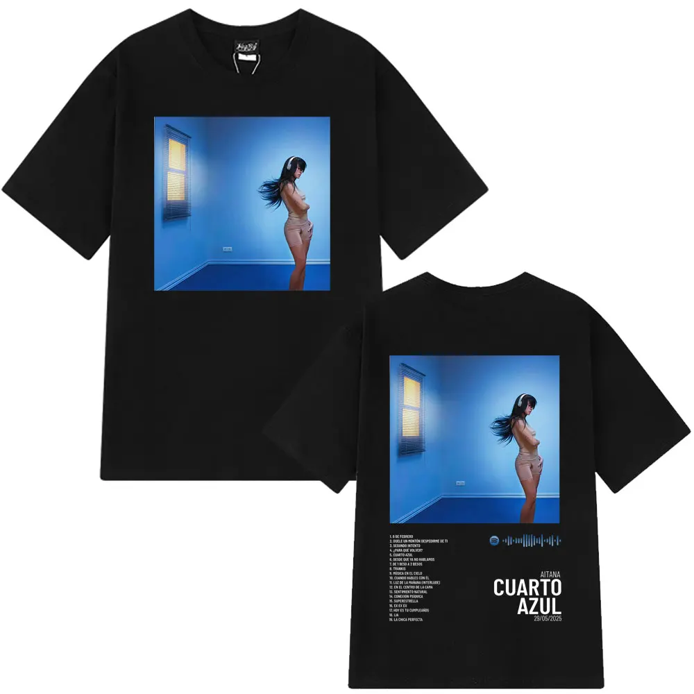 Aitana Cuarto Azul Album 2025 camiseta gráfica hombres mujeres manga corta algodón moda camisetas verano Harajuku Casual camisetas