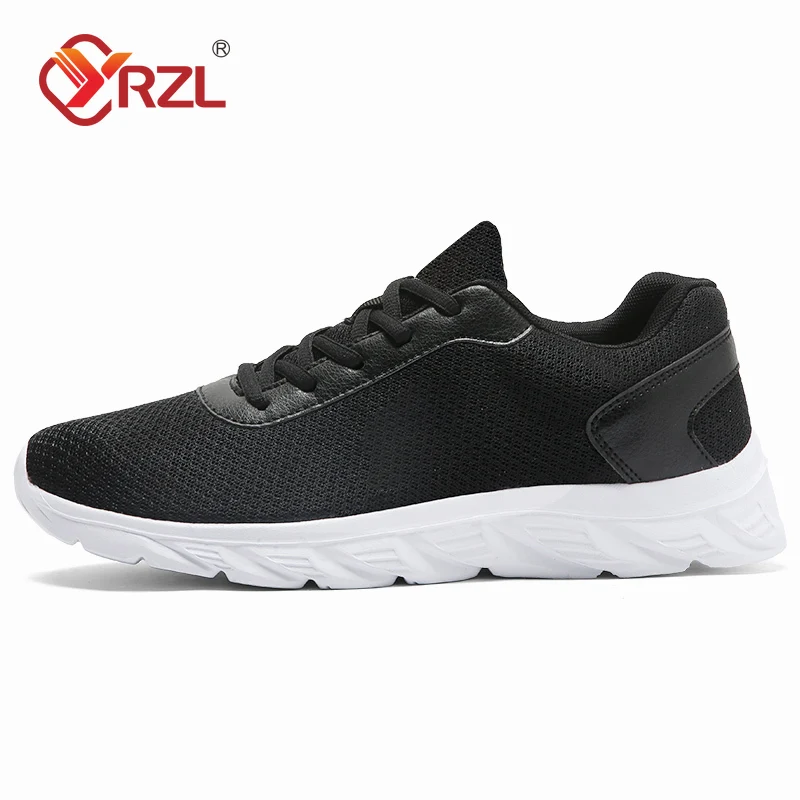 YRZL Men Casual Sneakers Breathable Mesh Sport Shoes Lightweight Outdoor Black Running Shoes Athletic Jogging Walking Shoes Man