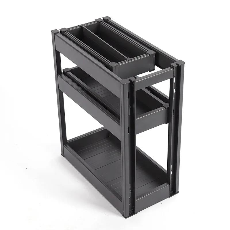 All-aluminum middle pump seasoning basket cabinet pull basket kitchen narrow cabinet seasoning rack drawer vertical