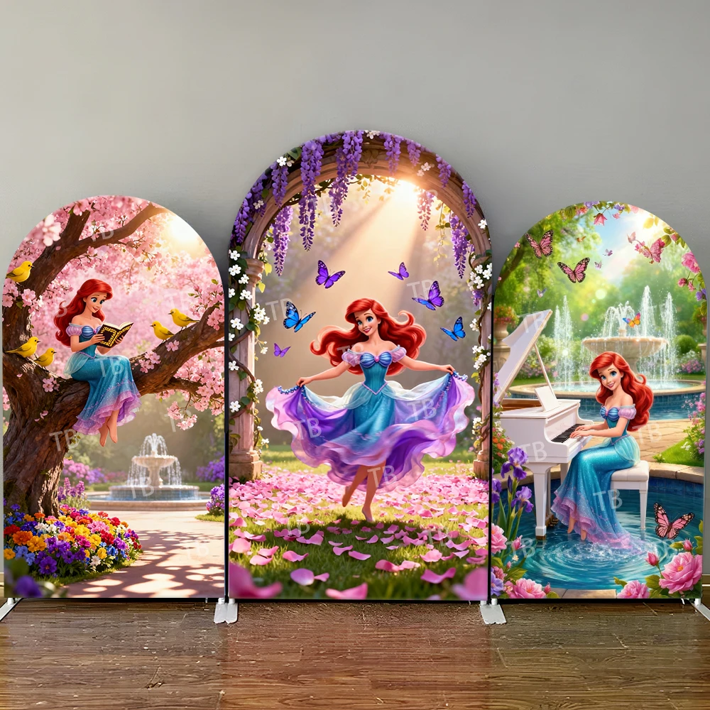 

The Little Mermaid Enchanted Garden Arch Backdrop Cover Kids Party Decoration Photo Booth Props & Festive Background Supplies