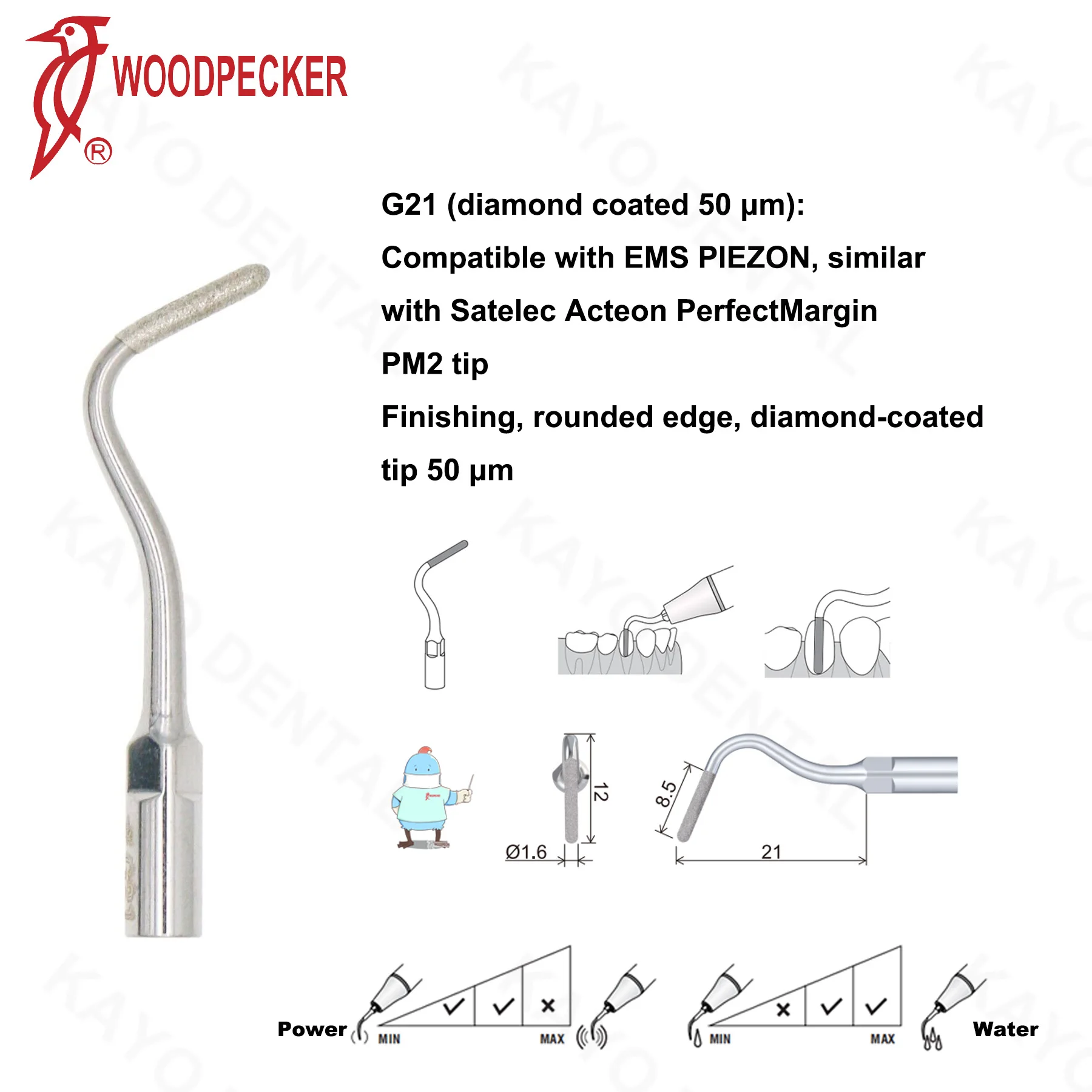 100% Woodpecker Dental Ultrasonic Scaler Tip Scaling Tips For Cavity/Shoulder Preparation Fit EMS UDS Ultrasonic Piezo Scaler