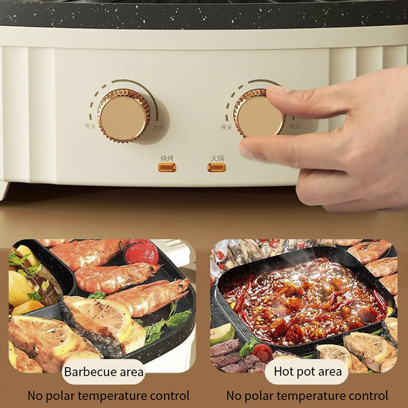 Nieuwe Stijl Van Geïntegreerde Hete Pot En Grill Thuis Elektrische Bakplaat Barbecue Pan Barbecue Pan Multifunctionele Elektrische Grill