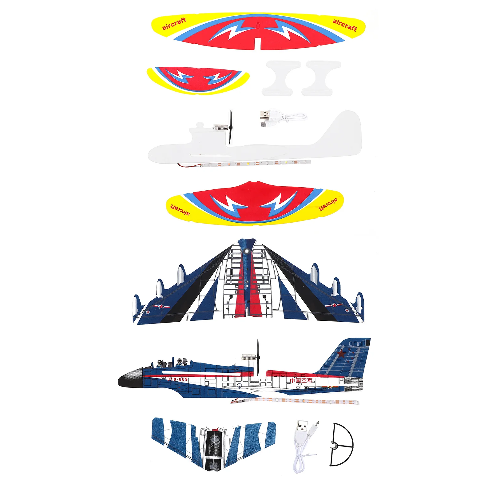 قطعتان من طائرة شراعية متوهجة في الظلام، طائرة شراعية قابلة لإعادة الشحن عبر USB للأطفال، ألعاب كهربائية تعليمية وخفيفة الوزن #2