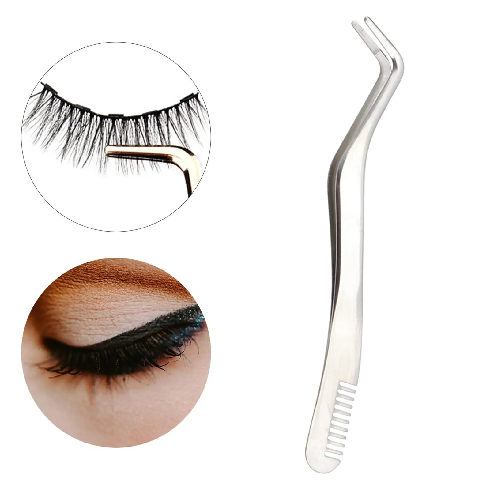 Pinzas para pestañas curvas 4x2 en 1 para aplicación de pestañas postizas