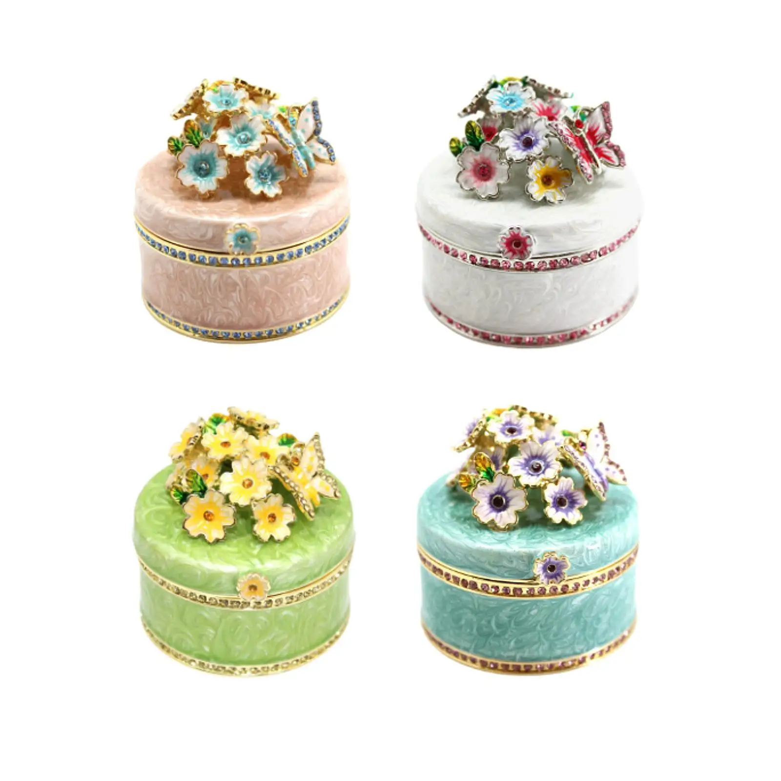 Mini Jewelry Box Decorative Blossoms Keepsake Box Hand Painted Jewelry Case for Bracelet Rings Pendant Charms Home Decor