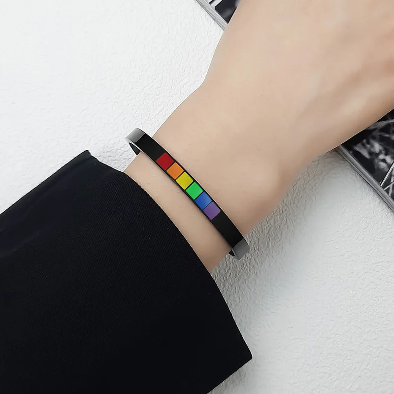 أساور Rainbow Love Pride ، سوار الكفة المينا من الفولاذ المقاوم للصدأ المثلي والمثليات ، الصيف ، الجديد