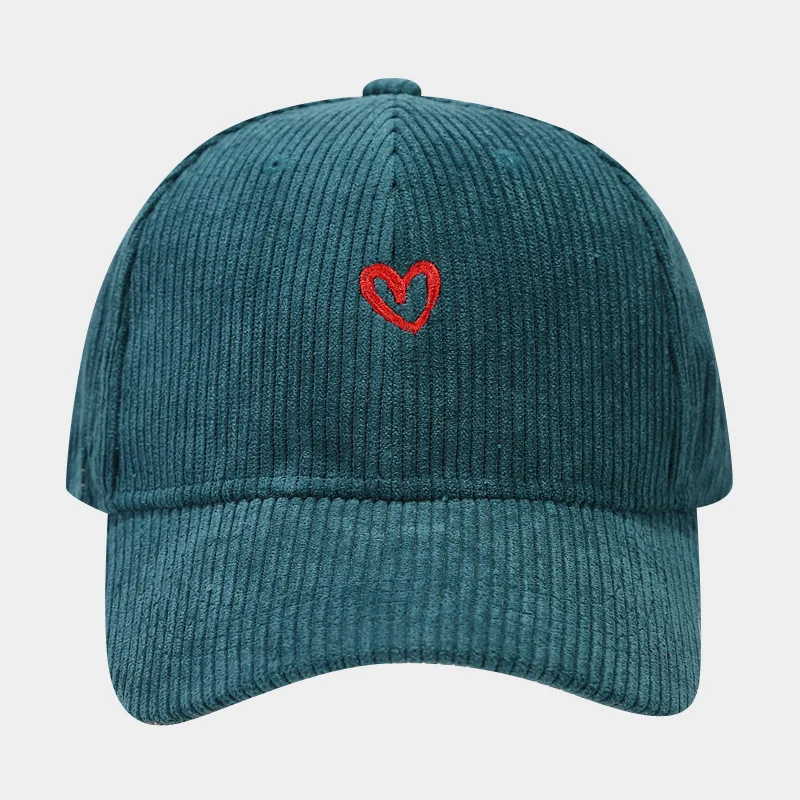 Neue Little Love bestickte Cord-Baseballmütze für Frühling und Herbst, koreanische Mode für Damen, einfacher Sonnenhut, Outdoor-Casual-Kappen – Detail 8