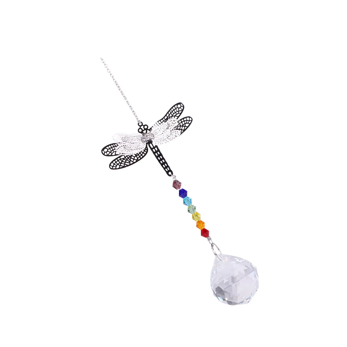 1PC Dragonfly Design Pendant Crystal Hanging Decoration DIY Room Pendant Handmade Gift Supply for Women Girls (Ball)