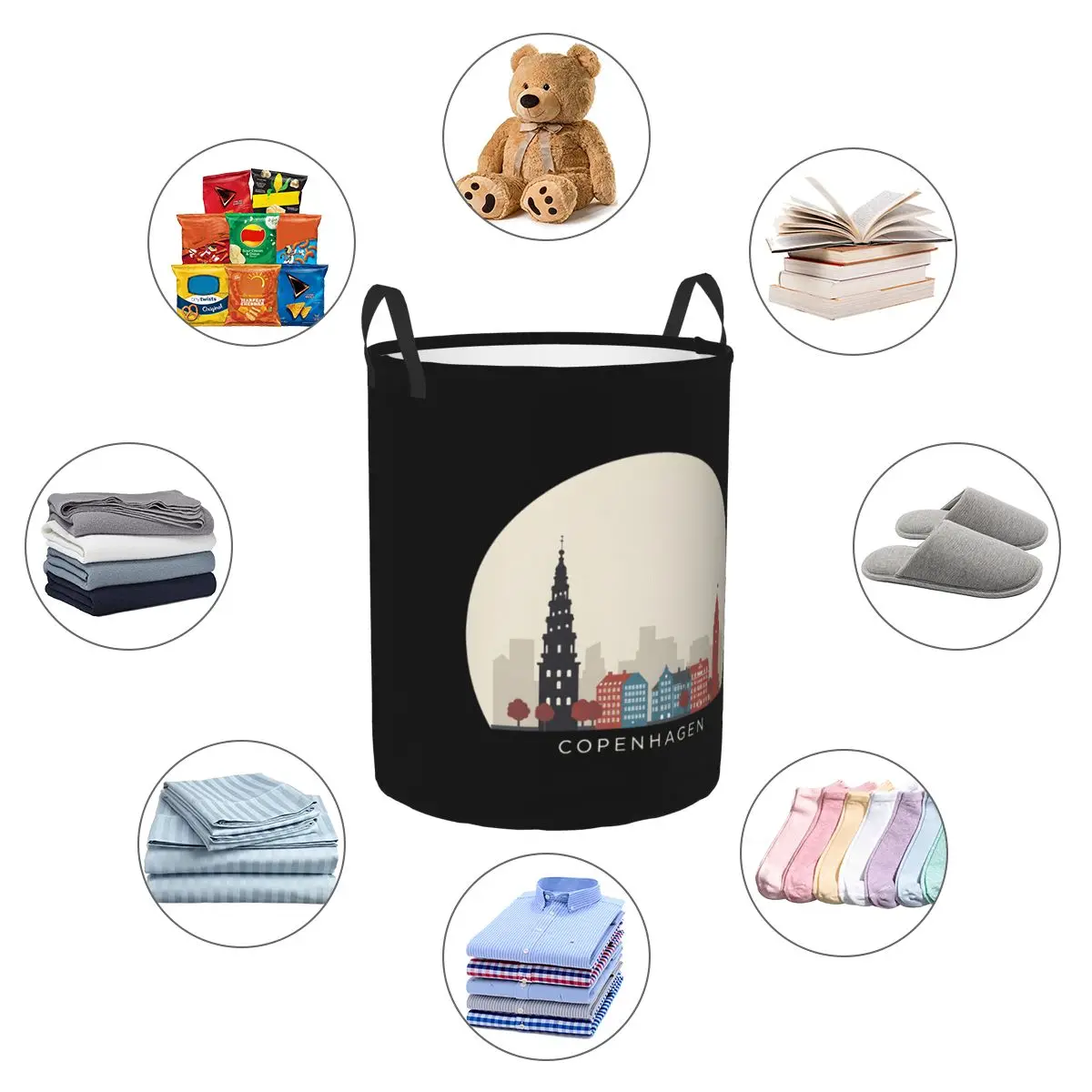 جامع الغسيل كوبنهاجن أيقونة السفر سلة الغسيل القابلة للطي منظم منزلي الأطفال سلة غسيل منظم منزلي #5