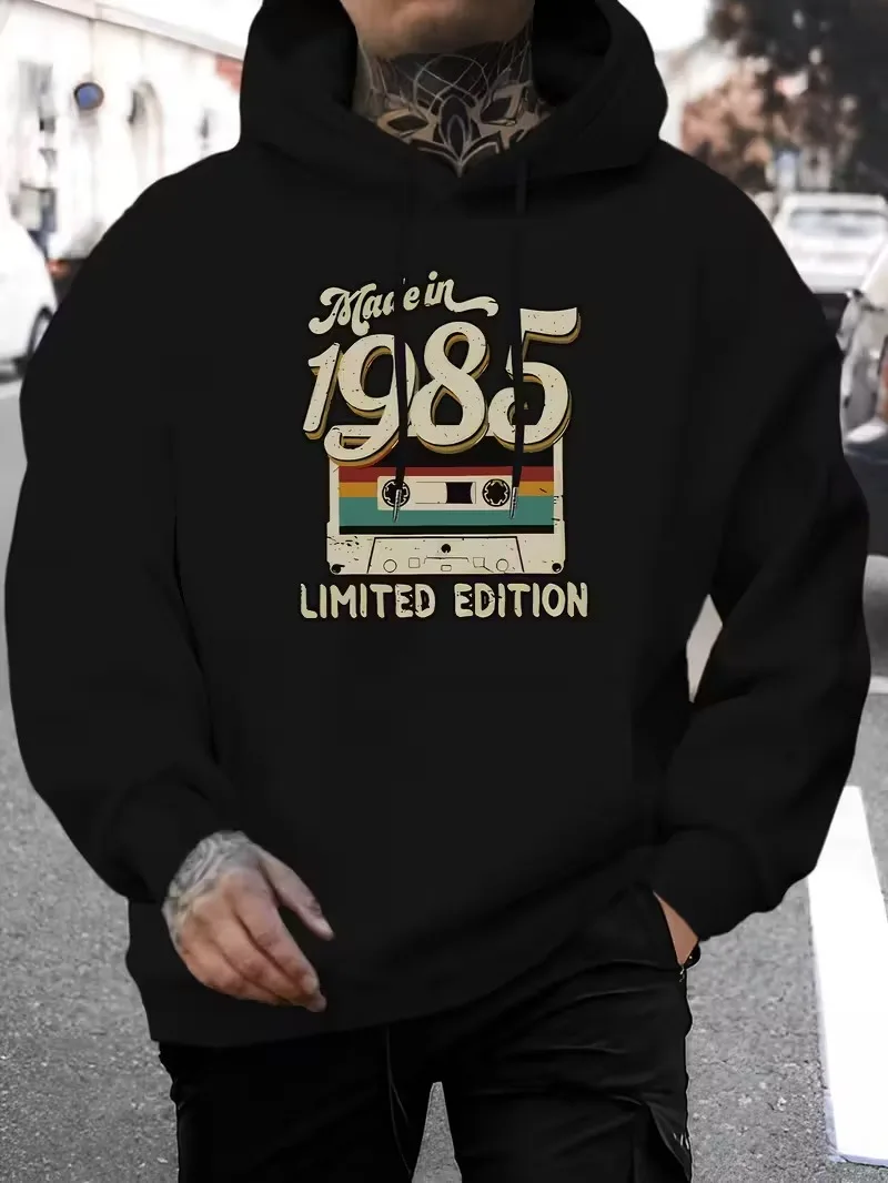 

Men's loose hooded sweatshirt 270g - Fun pattern print, Christmas and Valentine's Day designs.