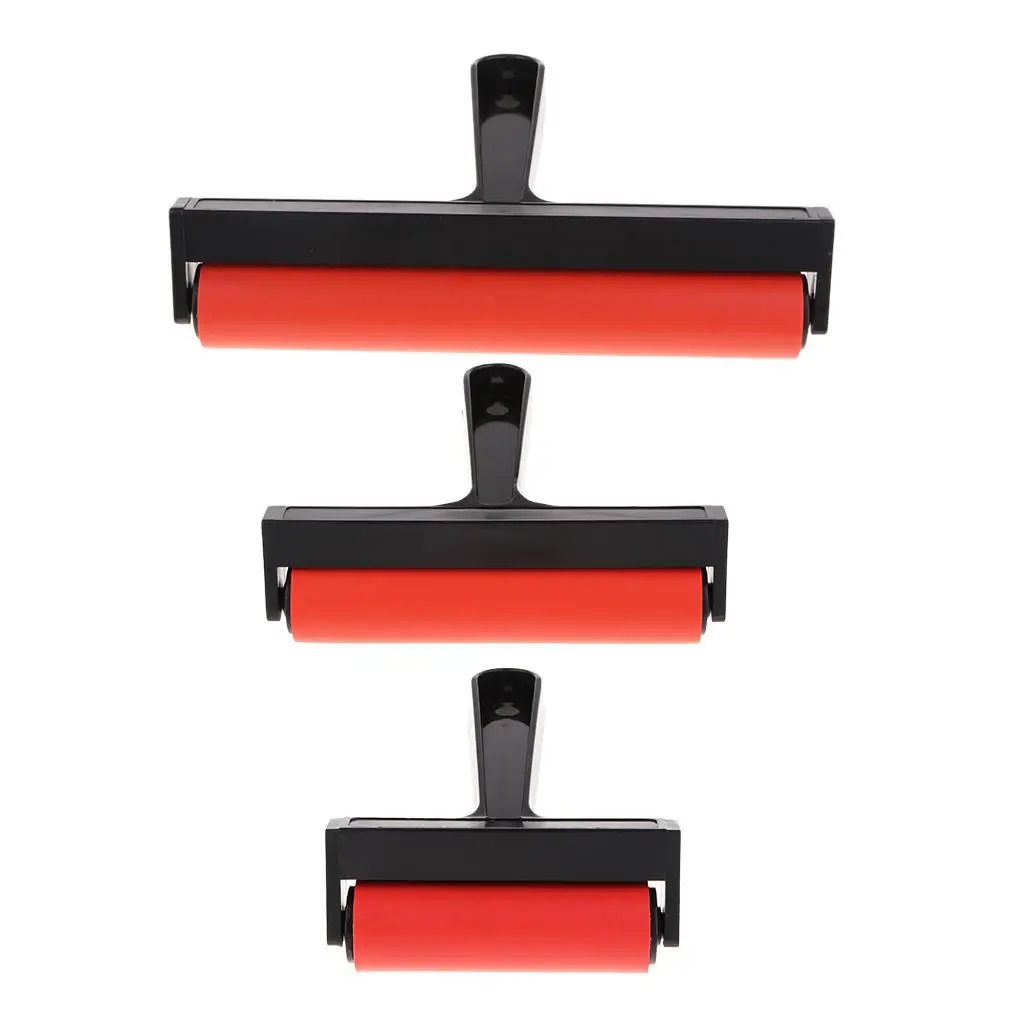 Rubber Brayer Roller Plastic Handle Block Printing Tool Ink Applicator Roller for Art Craft and Stamping Projects