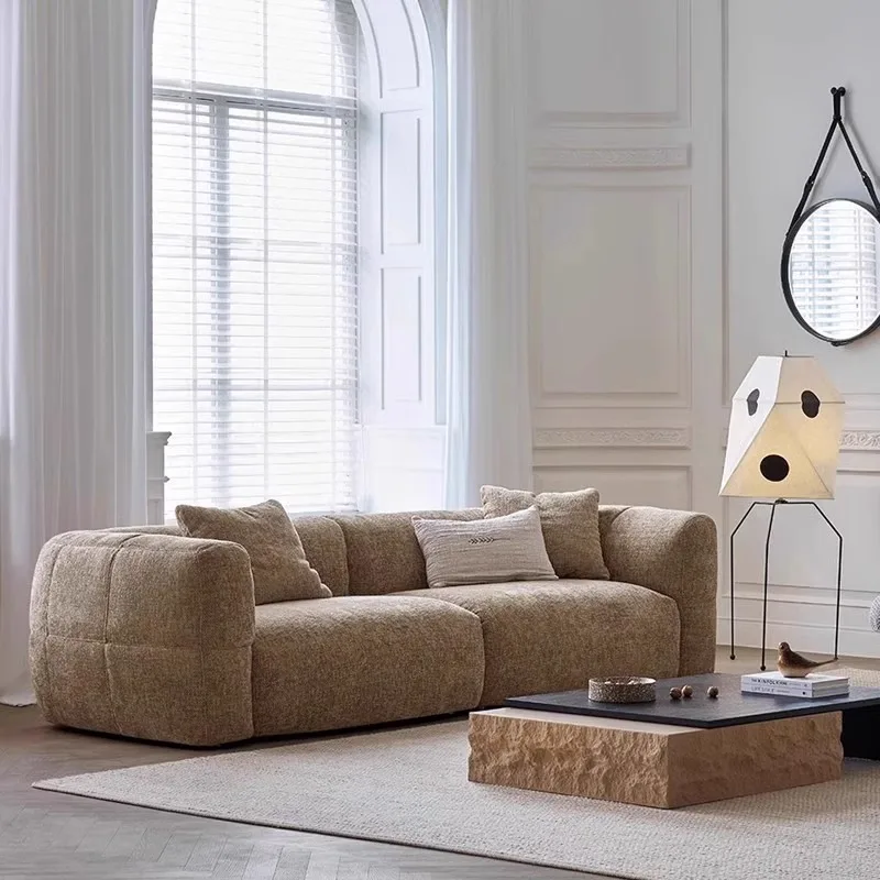 Medieval style big white fabric sofa straight row retro style cream style high-end sofa combination