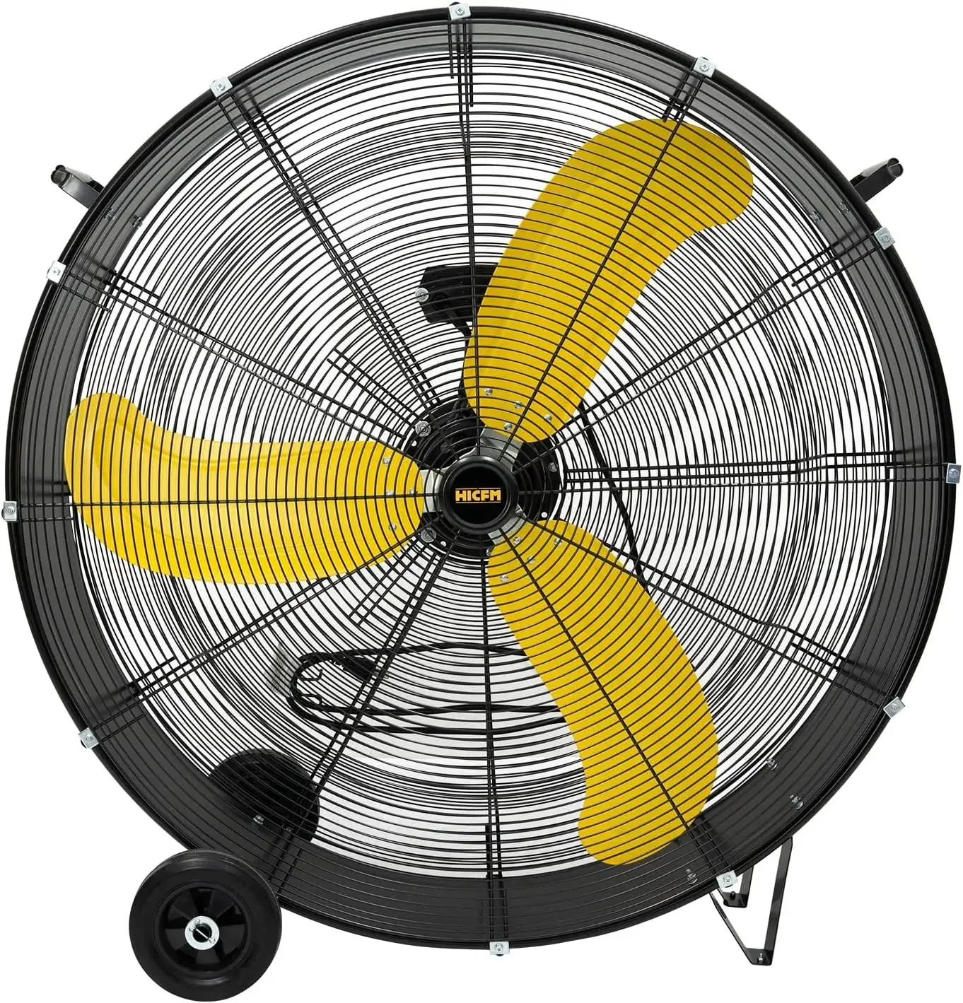 Industrial Drum Fan, 18600 CFM High Velocity 2 Speed 3/5 HP Heavy Duty Metal Air Circulator with Casters Handle 9ft Cord for Bas