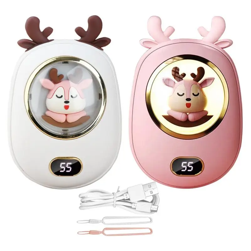 

Cute Deer Hand Warmer Power Bank 2 In 1 USB Rechargeable Winter Mini Hand Warmer Electric Heater Pocket Warmer Winter Gift