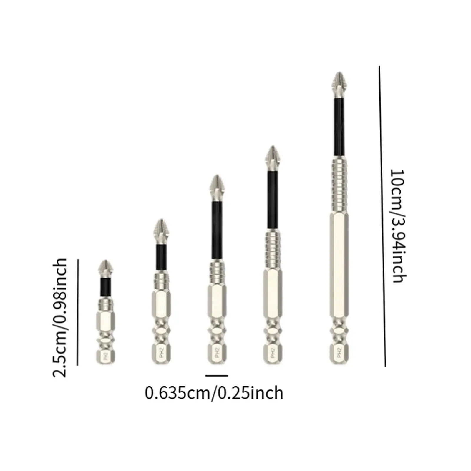 5Pcs Screwdriver Drill Sturdy Insert Bits for Impact Drivers Fixing DIY Use