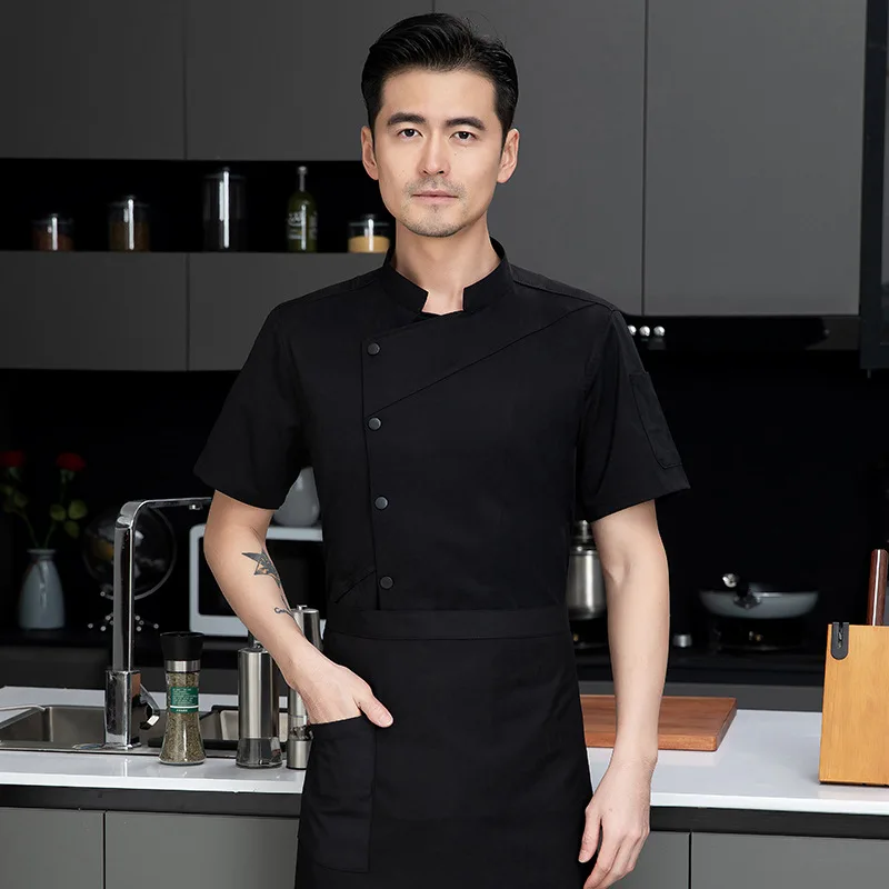 Catering Hotel Restaurant Kantine Zomer Dunne ademende koksjas Korte mouw Gebak Chef-kok Werkkleding Keukenjas