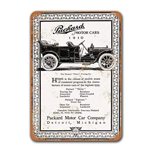 Wall Decor Office Dorm Car Metal Tin Sign Vintage Bar Poster Coffee Club Grage Man Cave Sgins Game Room Home 1910 Packard Motor