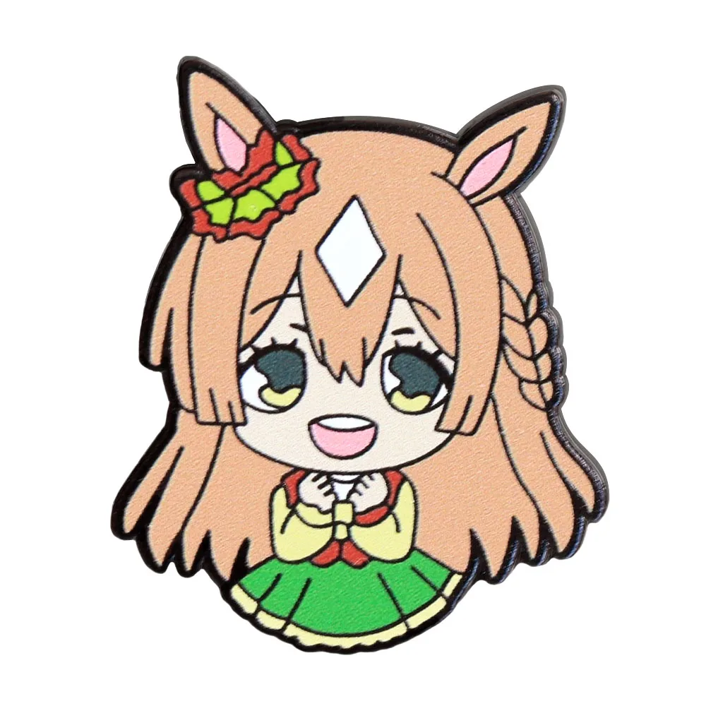 Pink Haired Girl Brooch Cartoon Game Characters Enamel Pin Creative Anime Peripheral Badge Fashion Collar Jewelry Decoration Gif