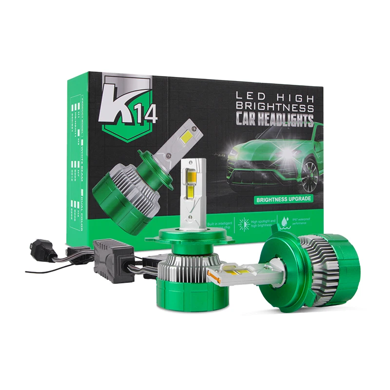 Luces de coche K14 H4 lámpara Led Bi Led haz alto y bajo 3 colores blanco amarillo H7 Led Canbus H1 H3 h11 bombilla de faro Led 9005 9006 12v