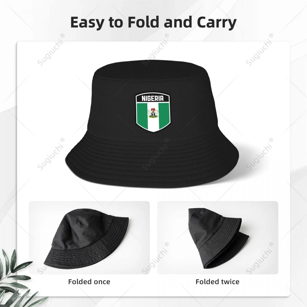 Nigeria Flag Shield Bucket Hats Print Cool Fans Sun Shade Simple Classic Outdoor Summer Fisherman Caps Fishing Cap