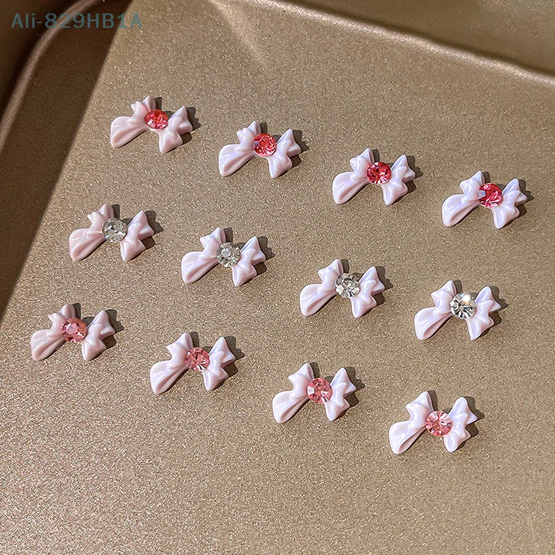 Piezas de lazo de resina de cinta, abalorios para uñas, accesorio de joyería con diamantes de imitación para decoración de manicura DIY, 5 uds.