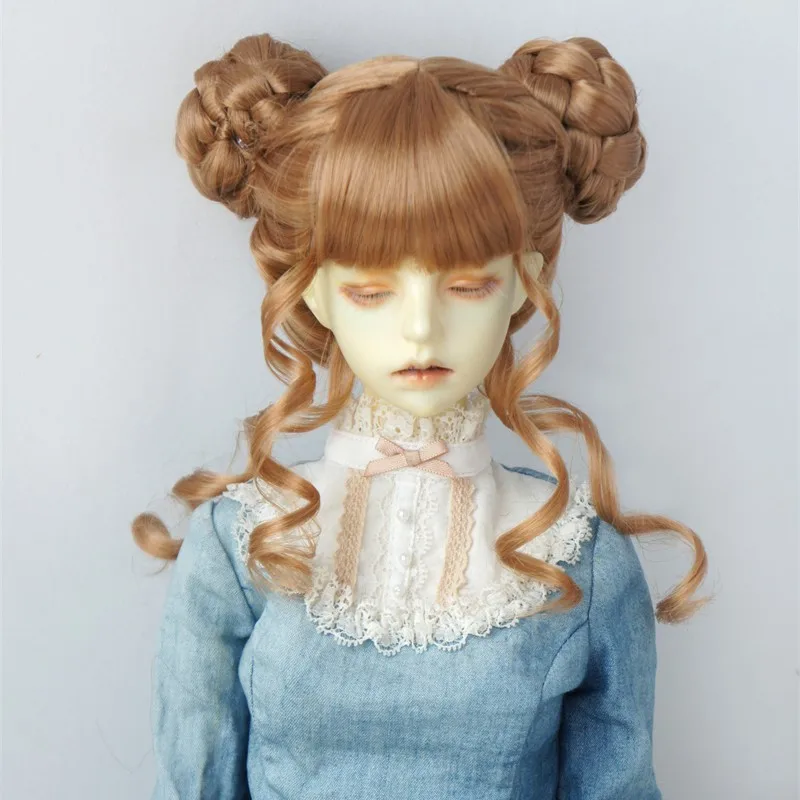 JD729 8-9inch 9-10inch  Chinese Twin Buns Synthetic Mohair BJD Wigs  1/3 SD DOD Bltythes Doll Accessories