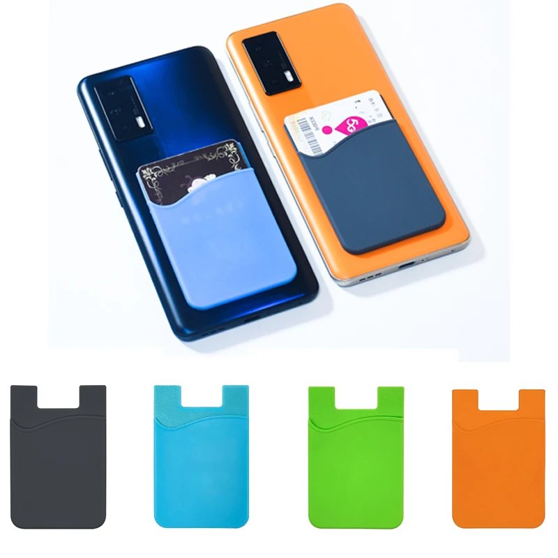 Silicone Phone Card Holder Wallet Case Phone Wallet Stick on Credit Card Holder Phone Pocket for Almost All Cell Phone