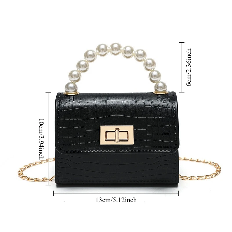 Crocodile Pattern Pearl Handbag Jelly Bag Girl's Mini Chain Crossbody Coin Purse Kidsren's Accessories Small Bag