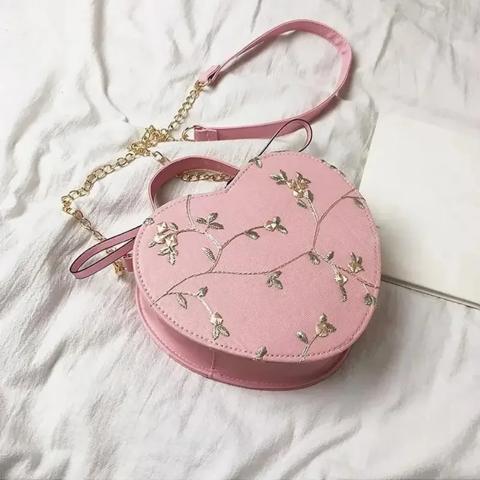 Bolso Bandolera Redondo de Encaje con Cadena y Flores - imagen 4