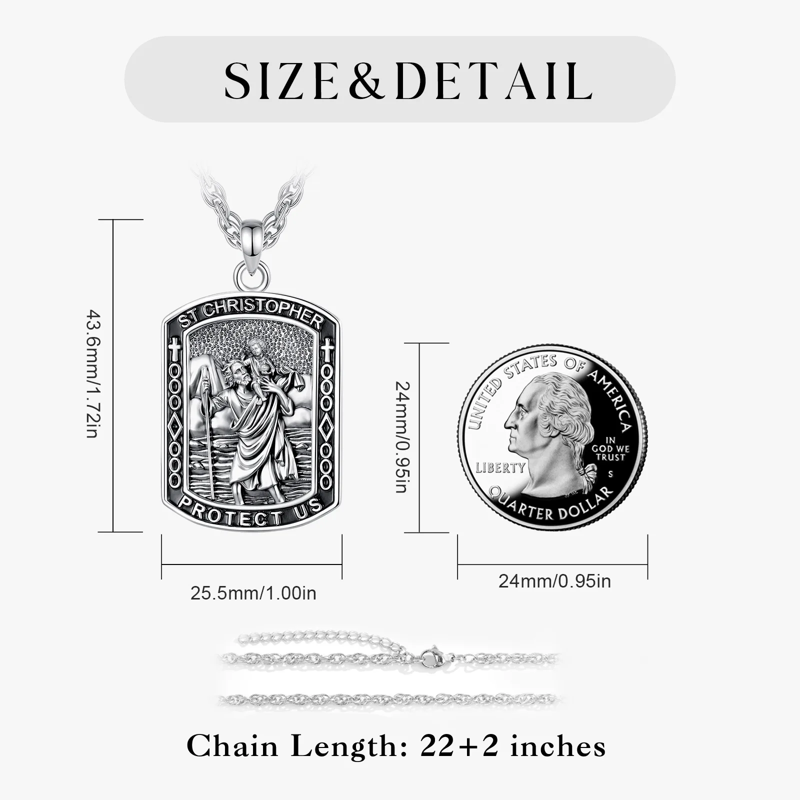 Eudora Copper Saint Christopher Necklace for Men Women Religious Amulet Cross Pendant Vintage Protection Jewelry Festival Gift