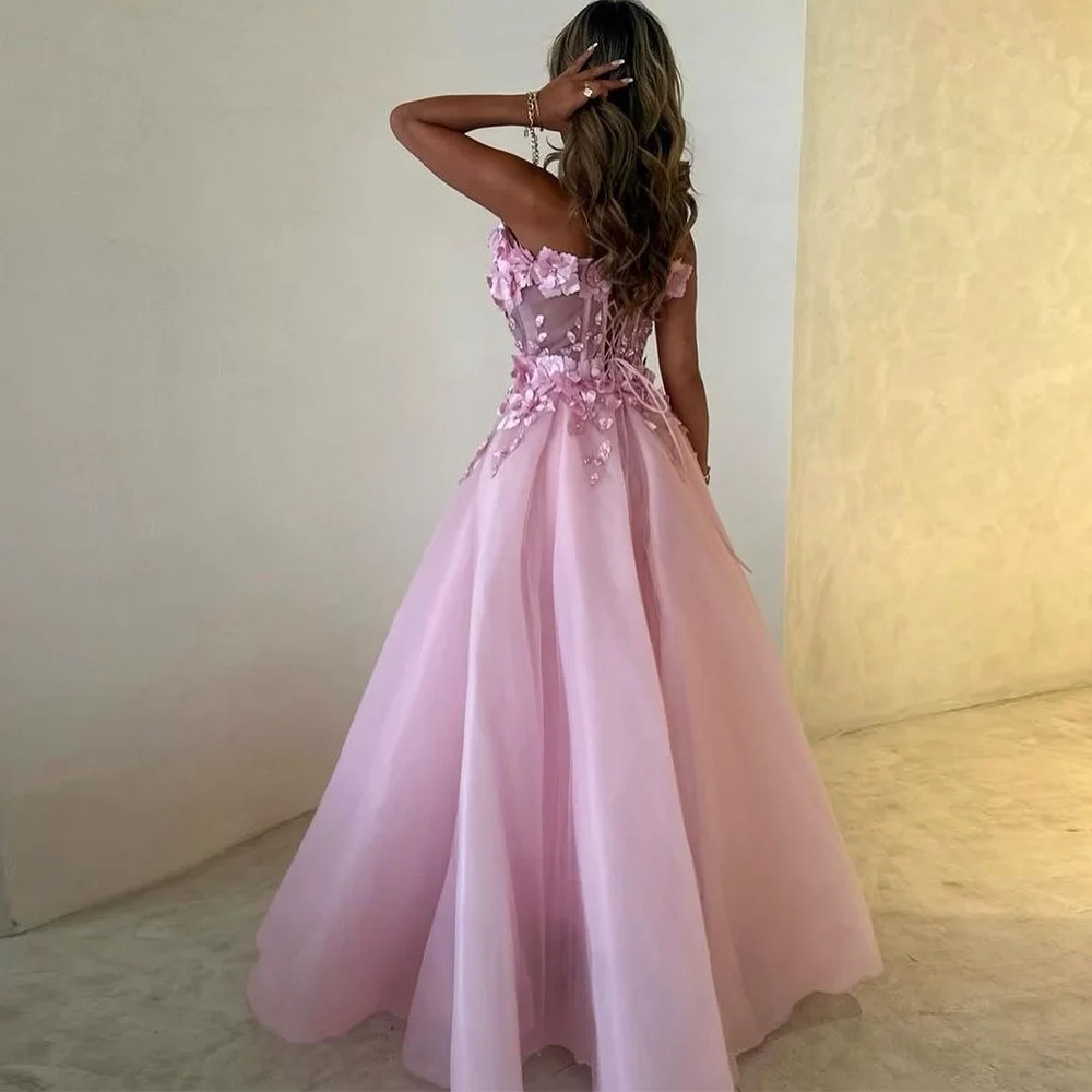 A-Line Sweetheart Organza Sleeveless Photo Color Temperament and Luxury Evening Dresses Flowers Pleats Sequined Lace Up Back