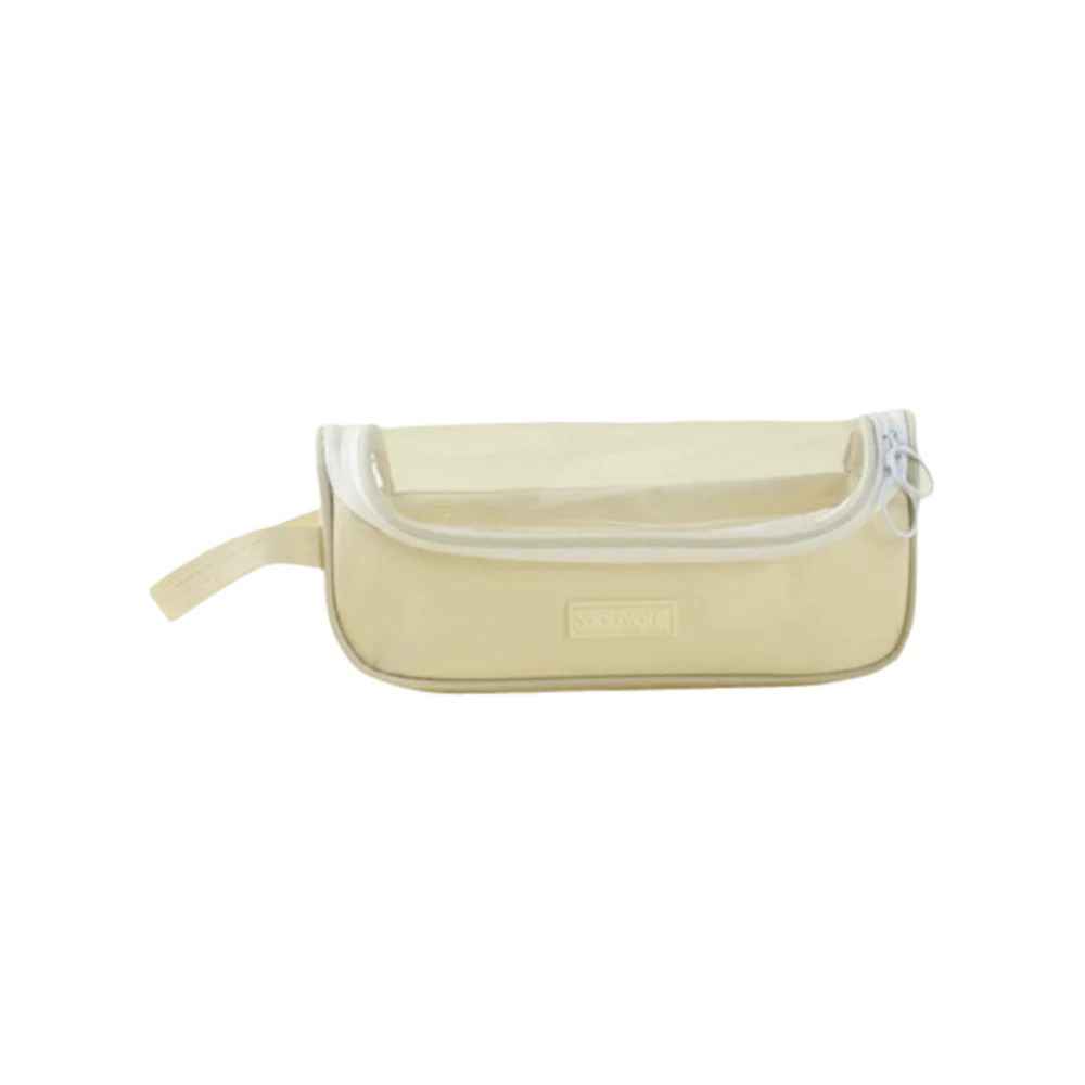 Transparent Window Pencil Case Circle Ring Zipper Large Capacity Pen Storage Pouch Reinforced Carry Handle