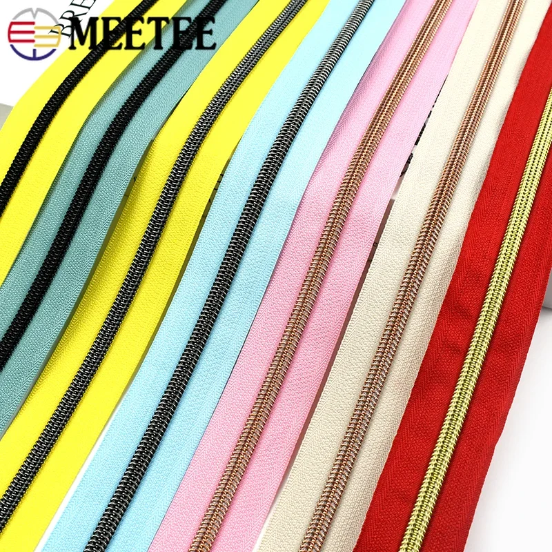 1-10M 5# Nylon Zippers Tape For Sewing Bags Plastic Zipper By The Meter Jacket Closure Zips Garment Zip Repair Kit DIY Accessory